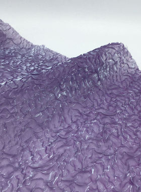 紫色水波立体肌理褶皱图案面料 夏季新品 裙子 服饰 布料 整米价