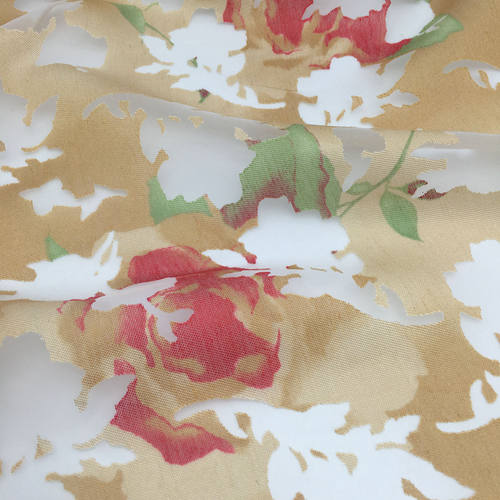 清新艺术花卉图案半透明玻璃纱面料 夏季 柔软 轻薄 布料 整米价