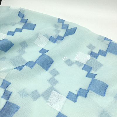 马卡龙色系半透明马赛克格子时装纱面料 夏季 垂坠 裙子 布料