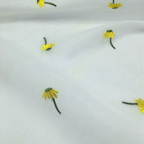 清新透明玻璃纱面料刺绣小花卉图案 夏季 柔软 飘逸 布料 整米价