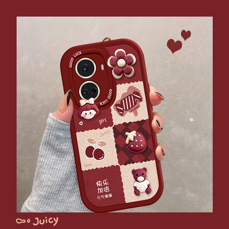 摔卡通磨砂少女生款镜头全包喜庆个性可爱网红快乐加倍保护壳运气爆好