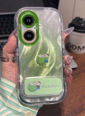 小新吃西瓜适用苹果16手机壳iPhone15Promax新款女ip14羽纱13泡芙壳12小清新mini个性11创意xsmax防摔8pluse2