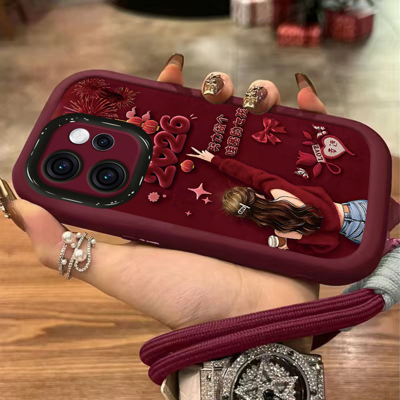 适用2026哇塞女孩OPPOReno15C手机壳14国潮13本命年12红色11新款10pro+女9防摔8保护套7se高级感6全包5K马年3,3C数码配件,手机保护套/壳,淘宝优惠券,粉丝福利购,淘宝优惠卷