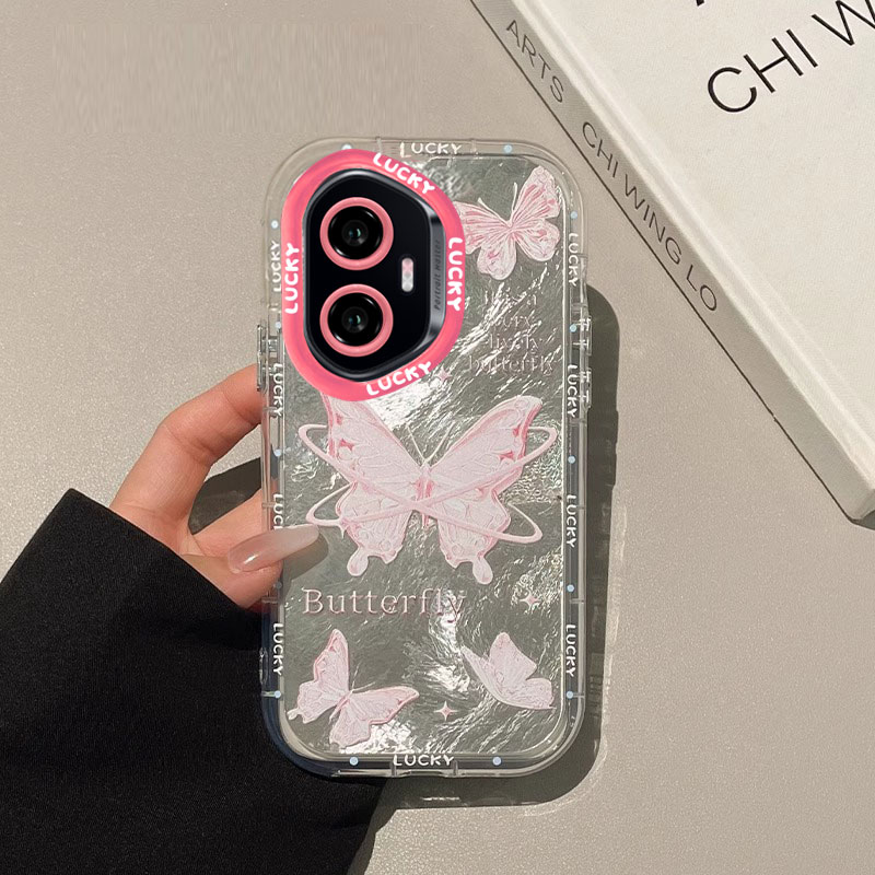 适用荣耀系列手机壳粉色蝴蝶仙女