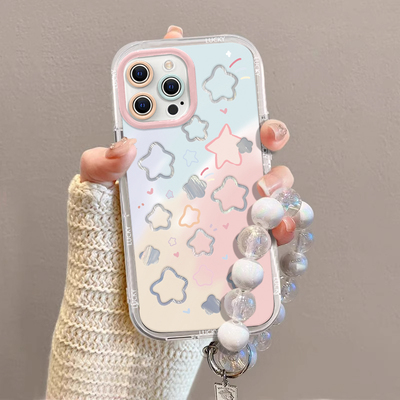 苹果系列渐变粉星星手机壳