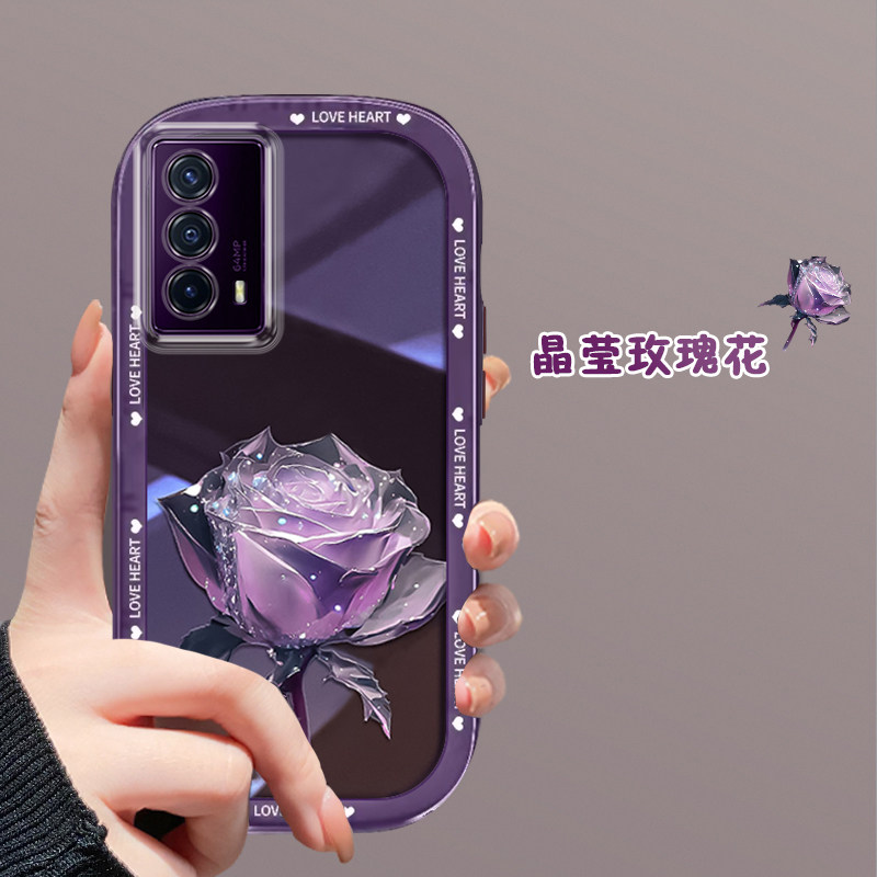 适用vivoiQOOZ5手机壳i新款仙女款超火高级感晶莹紫玫瑰防摔全包手机套怎么样,好用不?