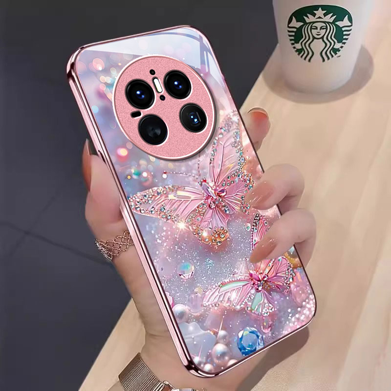 适用华为mate系列闪钻蝴蝶手机壳