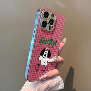 适用苹果16E滑板小狗手机壳17air轻奢iPhone15promax新款 14plus防摔13高级感12保护套11外7全包8女ins风xsmax