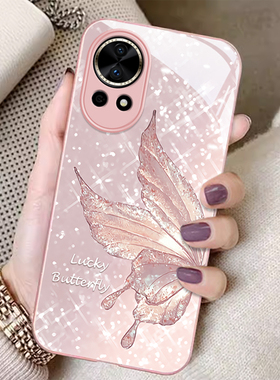 适用华为nova12pro手机壳nova11ultra女神10青春新款9pro网红蝴蝶玻璃8/7se活力版保护套7i高级感6全包5轻奢4