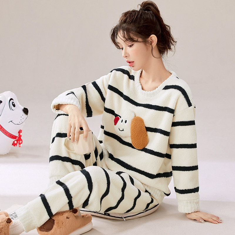 珊瑚绒睡衣女秋冬季2025新款