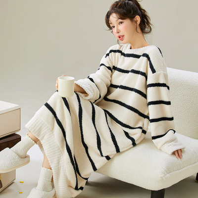 珊瑚绒睡衣女秋冬2025新款睡裙