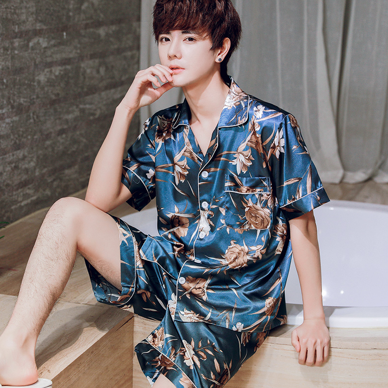 睡衣男冰丝夏季男士夏天丝绸薄款短袖男式家居服春夏套装春秋短裤