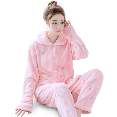 珊瑚绒加厚秋冬天保暖长袖家居服