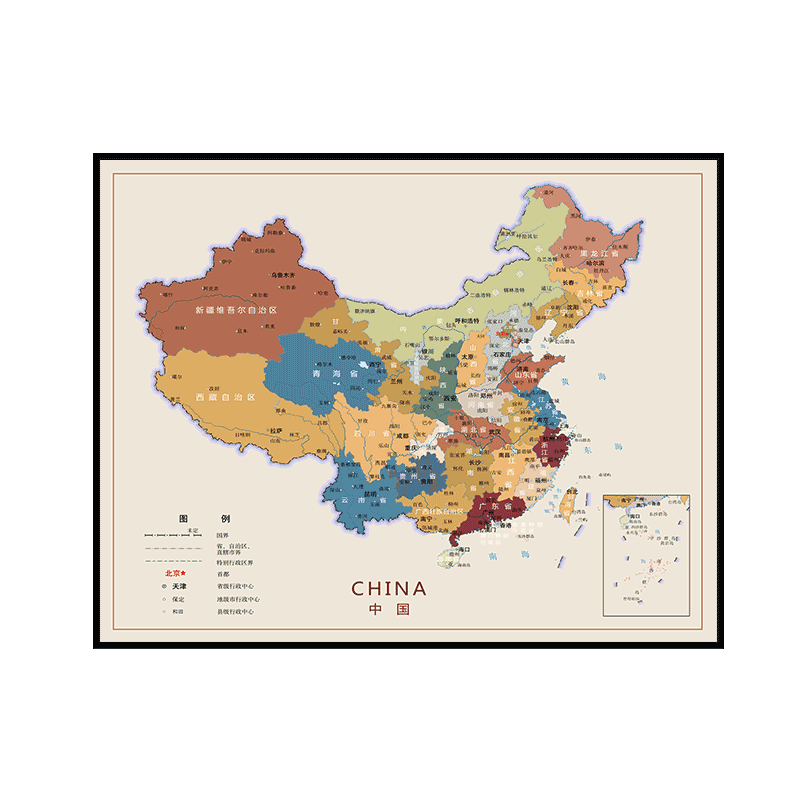 世界地图北欧装饰画客厅沙发背景墙书房办公室墙面画中国地图挂画