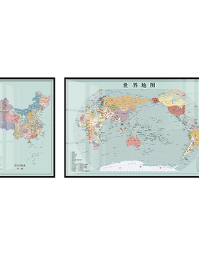 地图装饰画办公室挂画