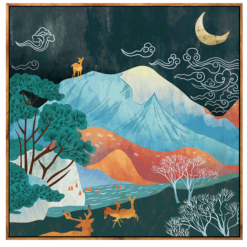 日式客厅装饰画浮世绘壁画抽象画