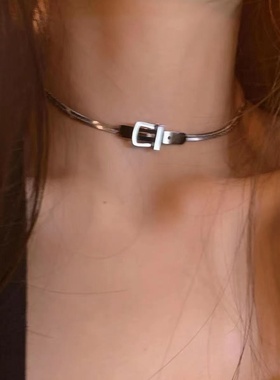 自制 sexy皮带扣锁骨链女ins冷淡风潮嘻哈项链小众choker颈链新潮