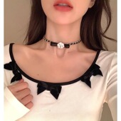 小香风choker项链蝴蝶结花朵锁骨链2021年新款 女小众设计感毛衣链