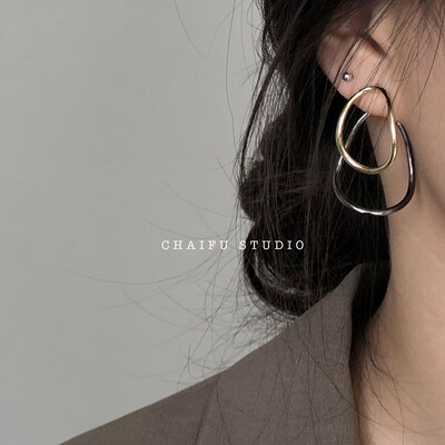 冷淡风百搭撞色椭圆小众设计感气