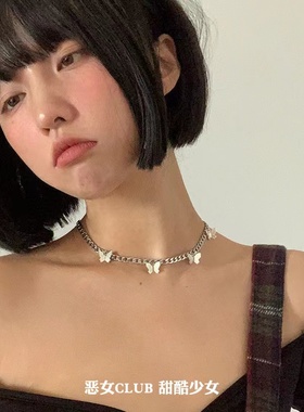 钛钢蝴蝶女轻奢小众锁骨链