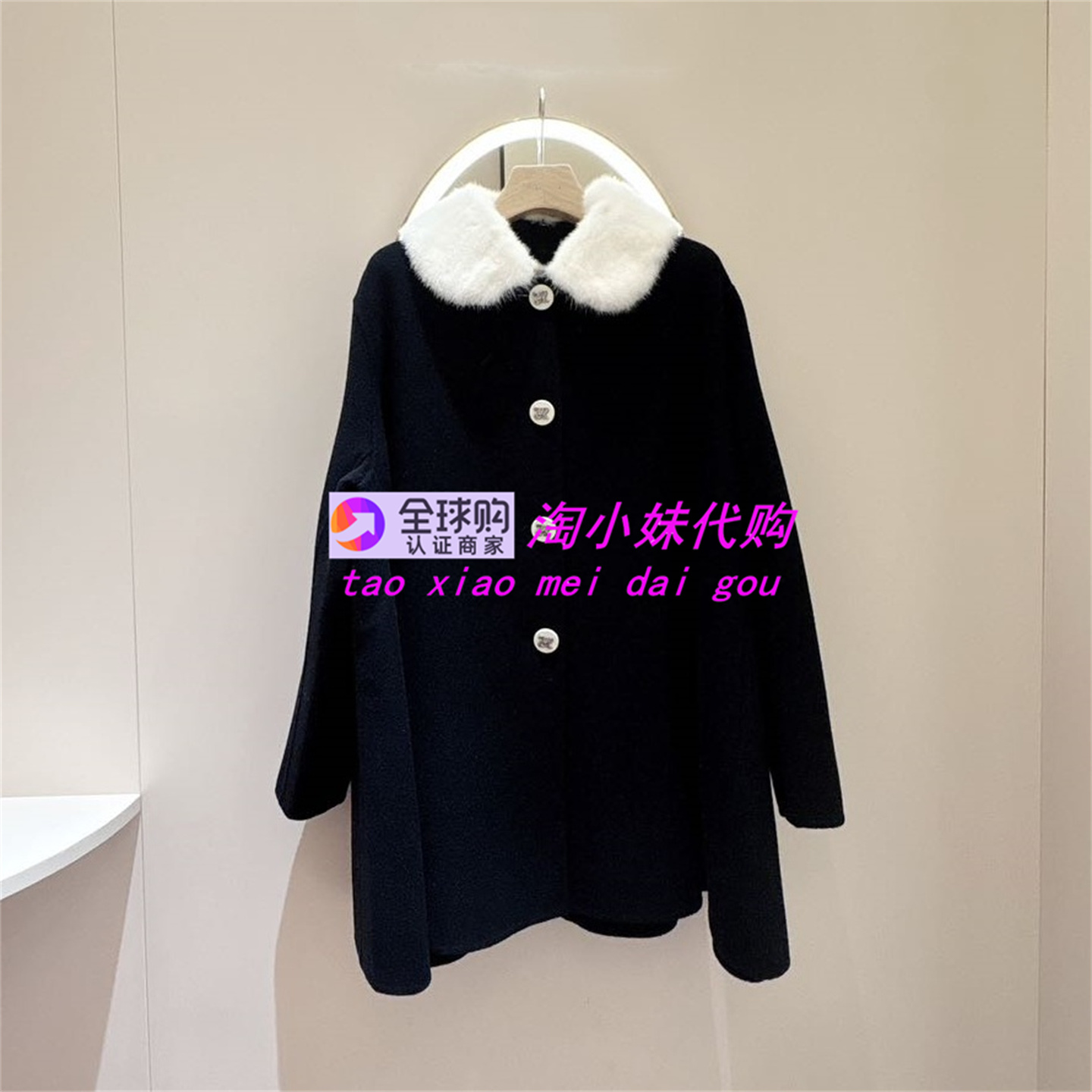 JR2025冬季水貂毛斗篷毛呢大衣