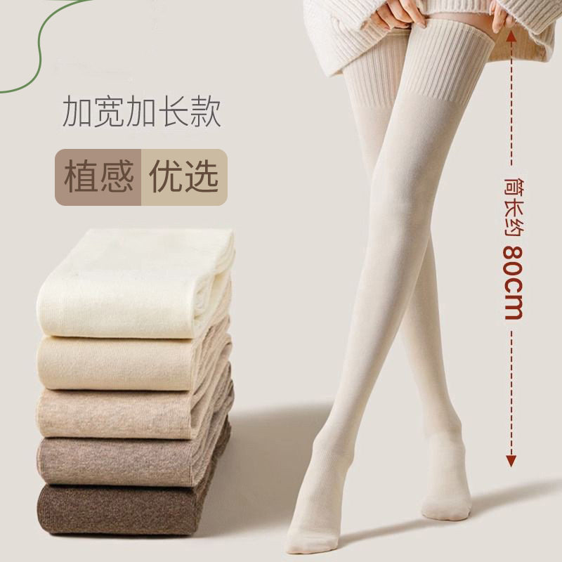 高级感罗纹过膝袜护膝防滑美腿长筒袜女显瘦高弹微压JK大腿袜加长
