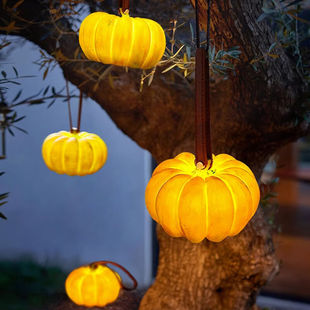 黛金太阳能南瓜手提灯户外防水挂树灯装饰庭院灯露营灯摆件造型草