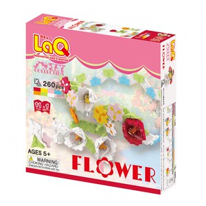 日本原装进口laq拼插积木玩具260片七色花女孩益智花朵花园模型