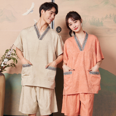 纯棉提花汗蒸服浴服高档新款