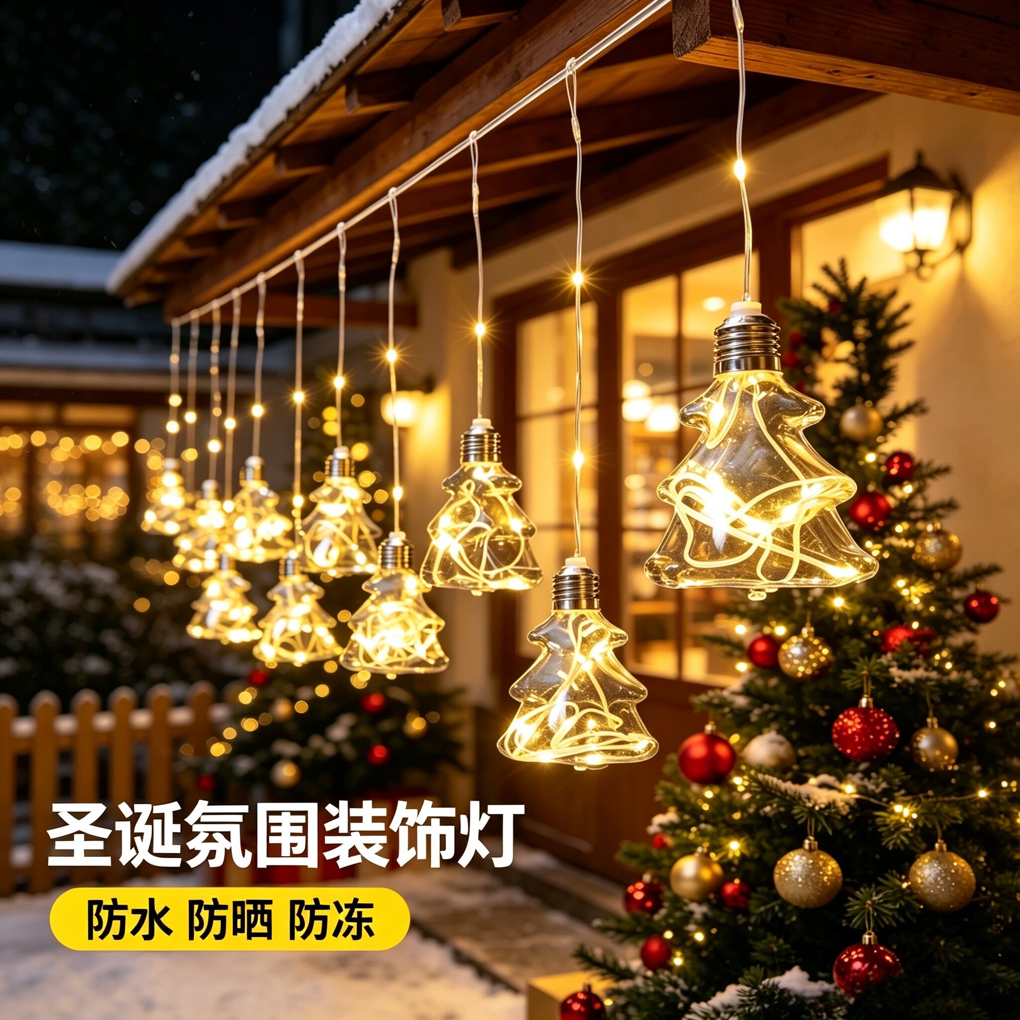 太阳能彩灯星星灯圣诞节装饰品圣诞树挂件场景布置氛围灯串装饰灯