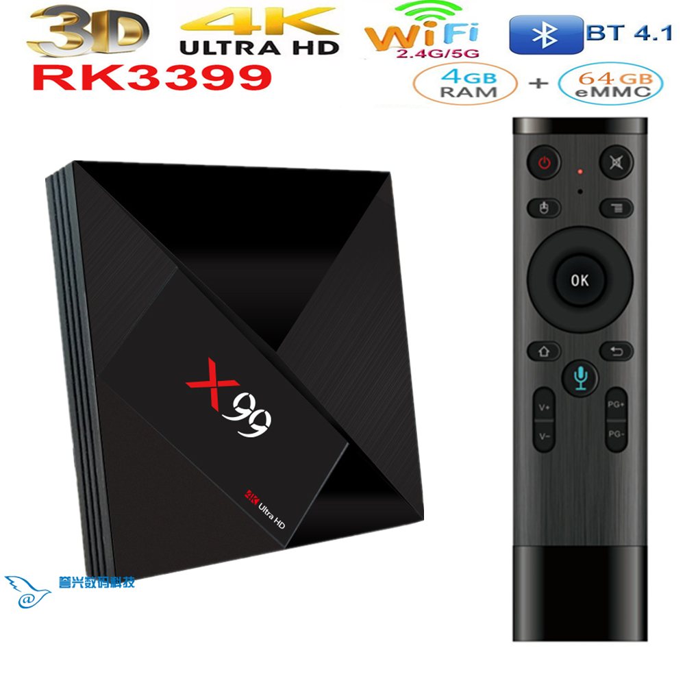 4K Ʈũ Ʈ -TOP BOX X99 ROCKSON MICRO RK3399 ȵ̵ 7 Ʈ TV ÷̾ BLUETOOTH DUAL -FREQUENCY 1000M