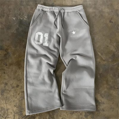 y2k hoodie~美式嘻哈风字母印花卫裤男女宽松抽绳休闲运动长裤潮