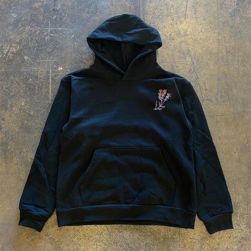 7VN7VN7VN 라벤더 꽃 홍콩 스타일 남성과 여성 커플 틈새 디자인 빈티지 후드 티셔츠