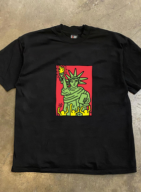 Goddess of the torch 短袖T恤男宽松街头个性潮设计感百搭上衣女