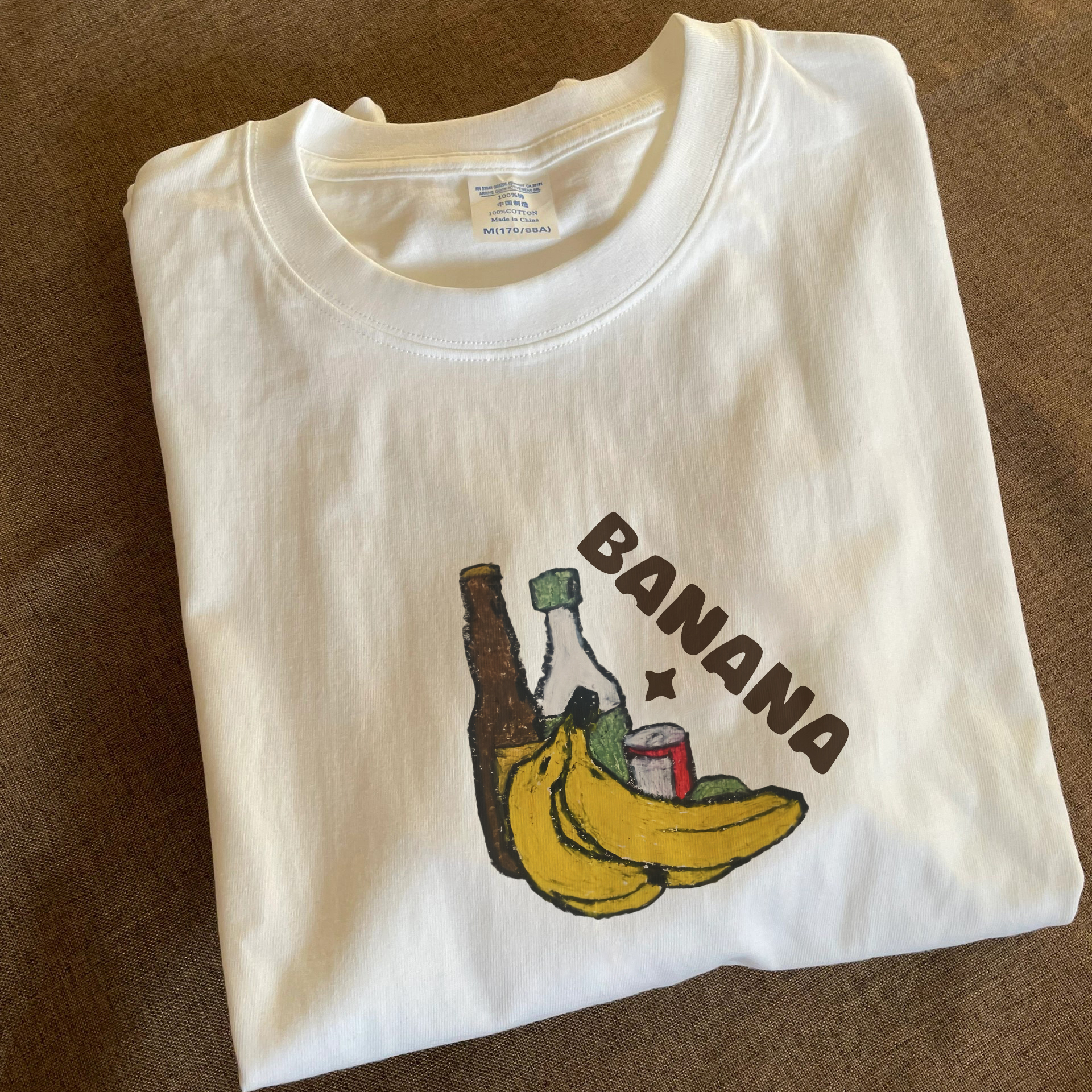 90s90s90s 重磅260G!油画香蕉美式复古小众ins风vintage长袖T恤