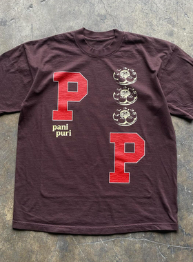 Pani Puri 美式复古小众重磅260克纯棉短袖T恤男女宽松上衣百搭潮