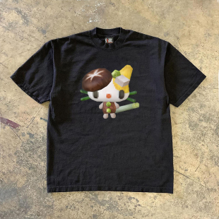 蔬菜猫搞怪印花小众百搭短袖 2025春夏新款 T恤 重磅不透 90s90s90s