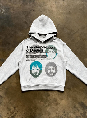 y2k hoodie~美式宽松连帽卫衣男女灰色字母套头长袖上衣街头风