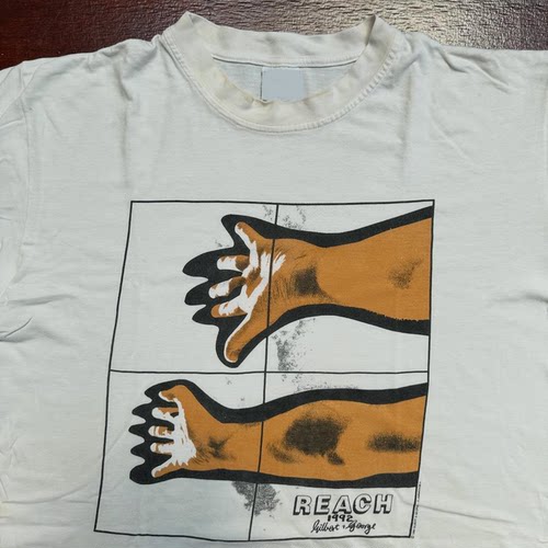 小众高级感设计师款260g重磅纯棉美式~古着风REACH手掌印花短袖女