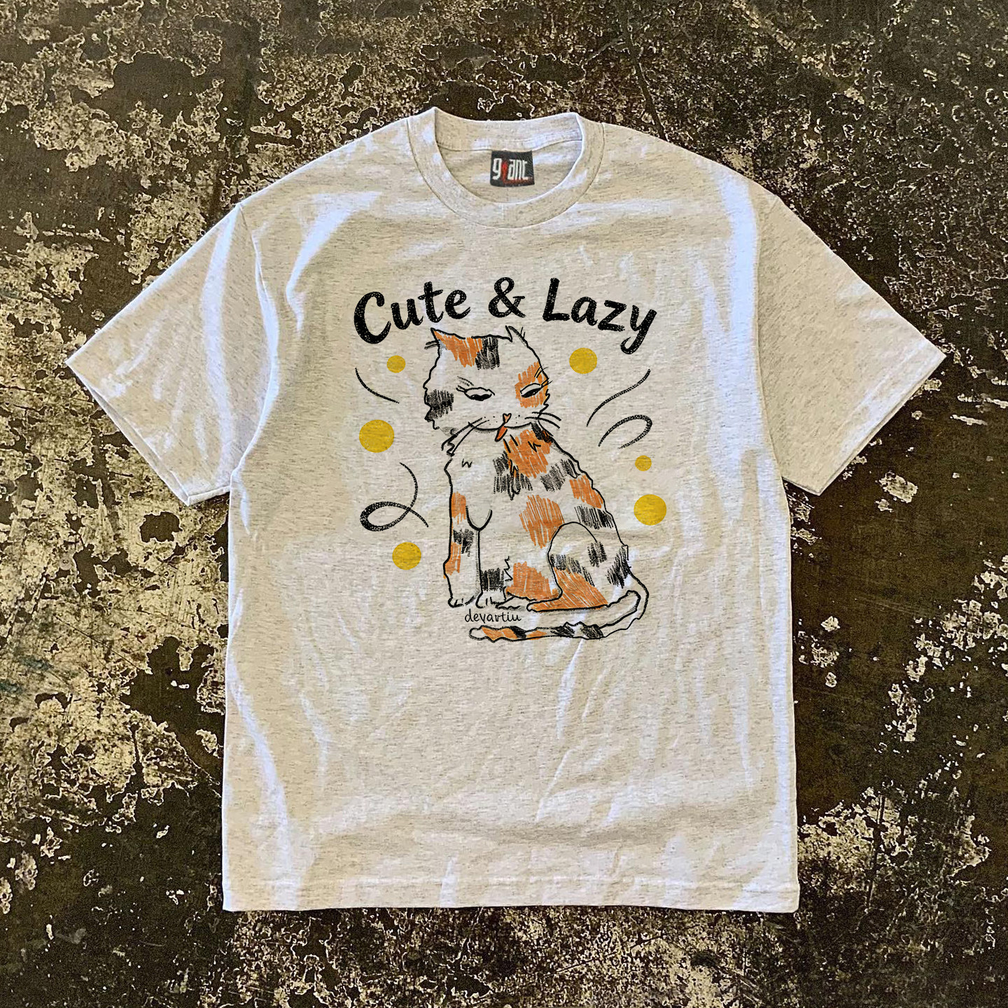 90s90s90s美式复古重磅!  摆烂猫~百搭小众宽松圆领情侣短袖T恤女,女装/女士精品,T恤,淘宝优惠券,粉丝福利购,淘宝优惠卷