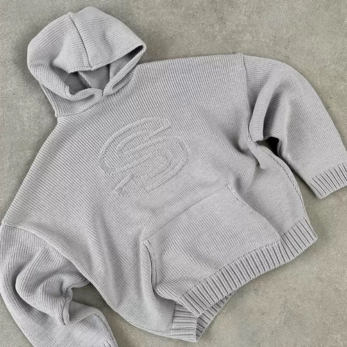 y2k hoodie~美式复古连帽套头毛衣男女宽松慵懒风针织衫百搭上衣