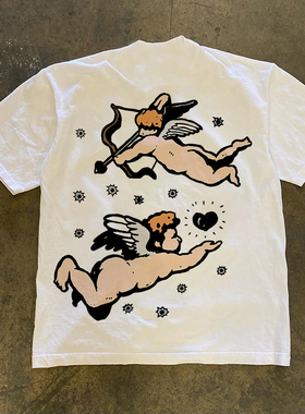 Fat Cupid 复古日系动漫印花短袖T恤男夏季新款百搭小众上衣潮ins