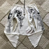 90s90s90s美式 T恤女 百搭小众宽松圆领情侣短袖 复古重磅 十字花纹