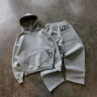 ins套装 y2k 小众复古两件套男女连帽卫衣时尚 美式 街头潮流 hoodie