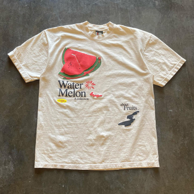 Water Melon 抽象字画西瓜收藏品字母印花美式复古短袖百搭上衣潮