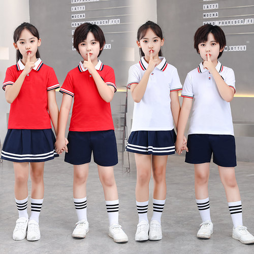 幼儿园园服小学生校服班服夏季短袖纯棉POLO衫英伦风运动儿童T恤