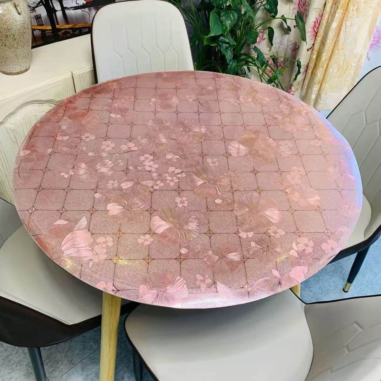 pvc圆形餐桌垫软玻璃2mm台胶1米5大圆桌桌布饭桌隔热垫桌面保护垫