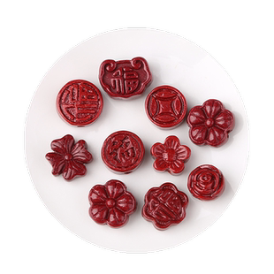 天然原矿朱砂散珠紫金砂配件小花福字隔珠diy手工编织手链饰品