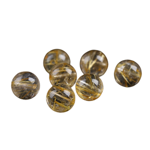 5A天然金发晶散珠子单颗diy手工串珠编织圆珠水晶手链饰品配件包