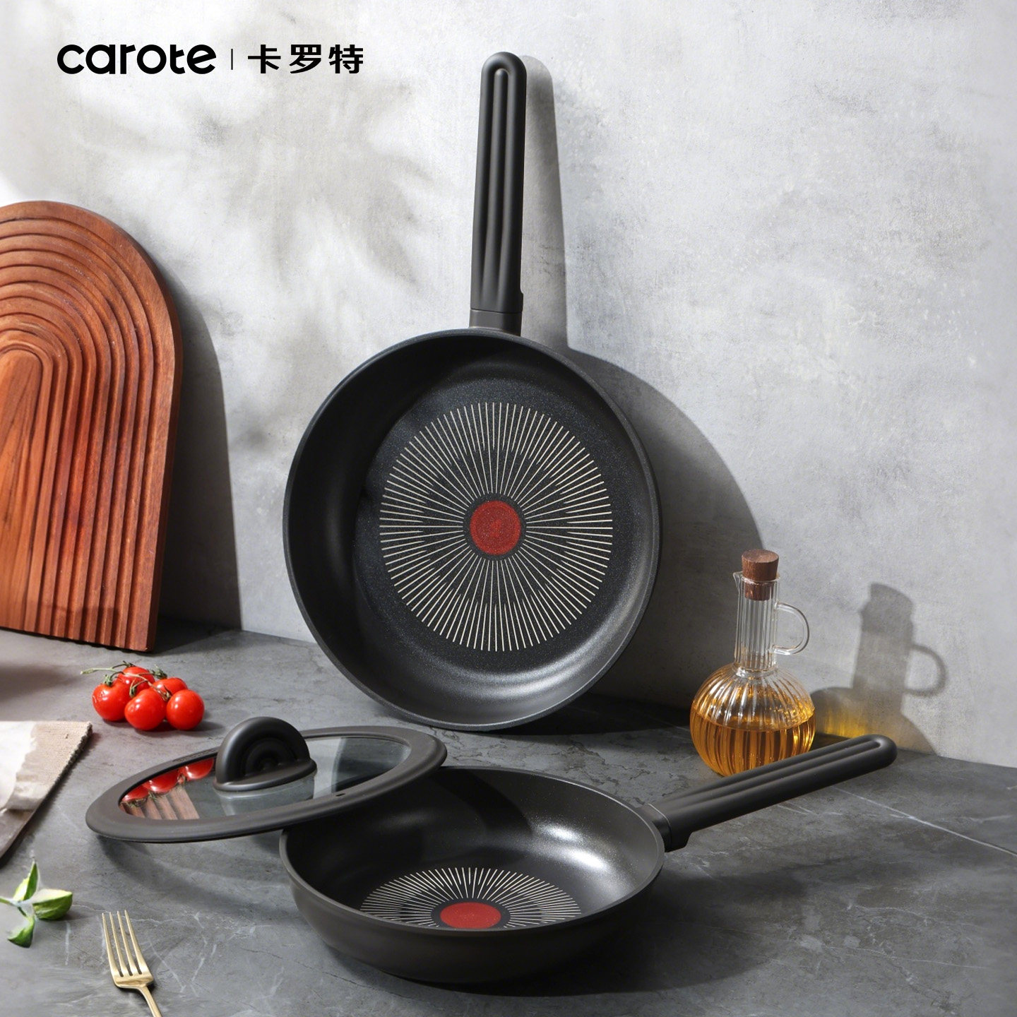 卡罗特有钛红点不粘锅平底锅家用牛排煎锅煎蛋锅早餐锅电磁炉专用